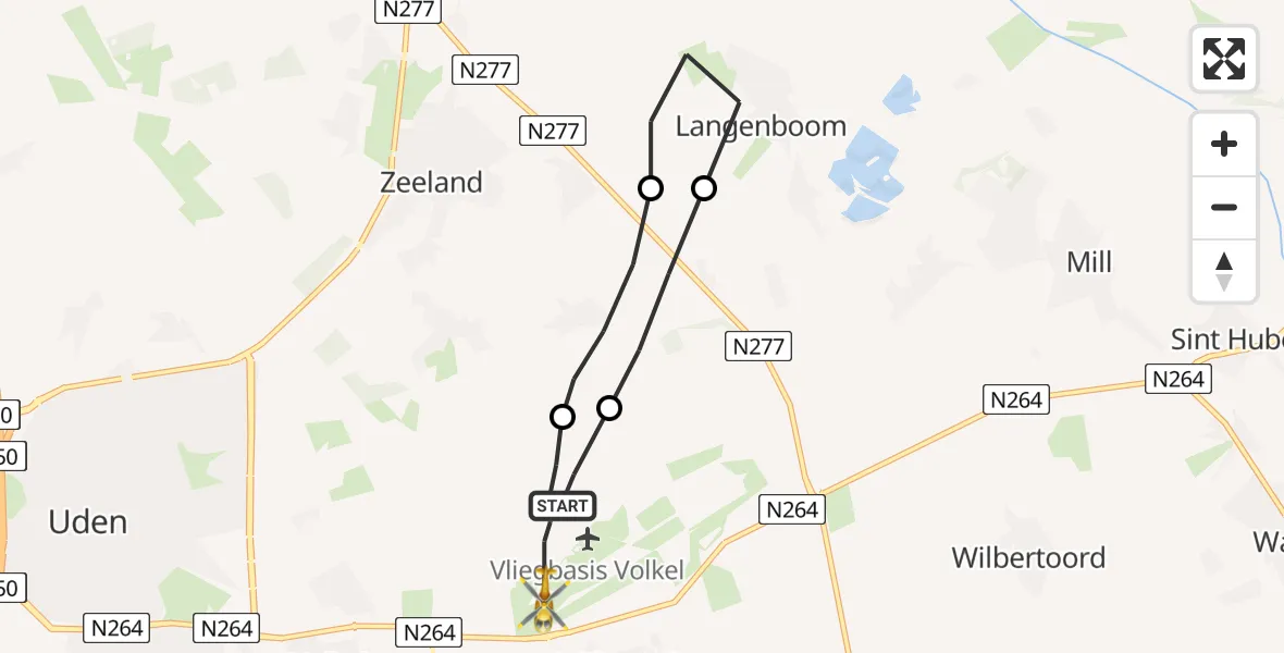 Vluchtroute Traumahelikopter Vliegbasis Volkel - Vliegbasis Volkel, 20 november 2022, 08:43