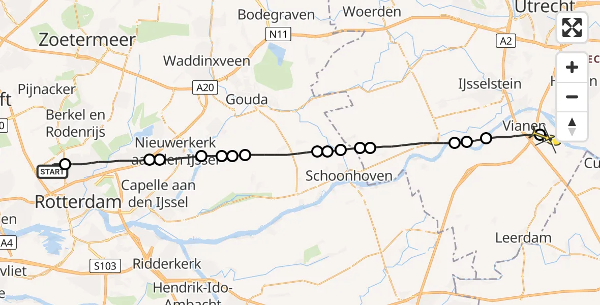 Routekaart van de vlucht: Lifeliner 2 naar Hagestein