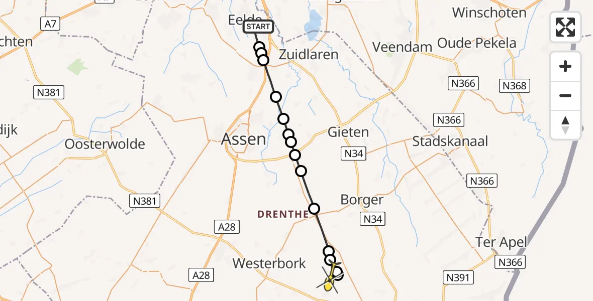 Routekaart van de vlucht: Lifeliner 4 naar Wezuperbrug