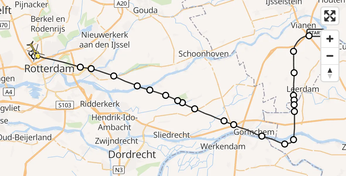 Routekaart van de vlucht: Lifeliner 2 naar Rotterdam The Hague Airport