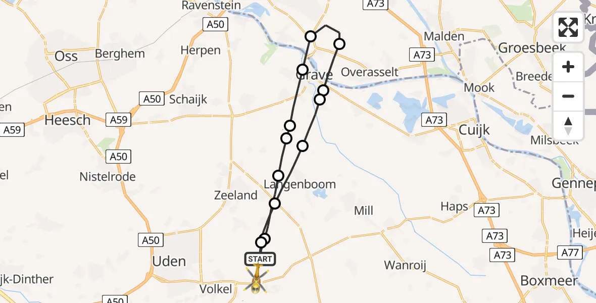 Vluchtroute Traumahelikopter Vliegbasis Volkel - Vliegbasis Volkel, 20 november 2022, 09:53