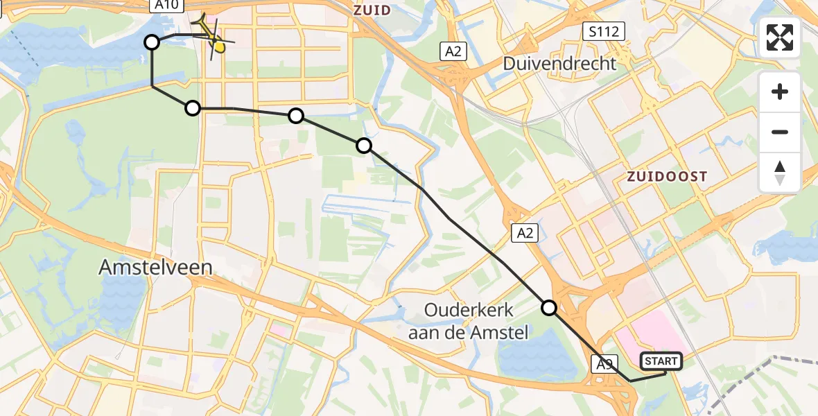 Routekaart van de vlucht: Lifeliner 1 naar VU Medisch Centrum Amsterdam