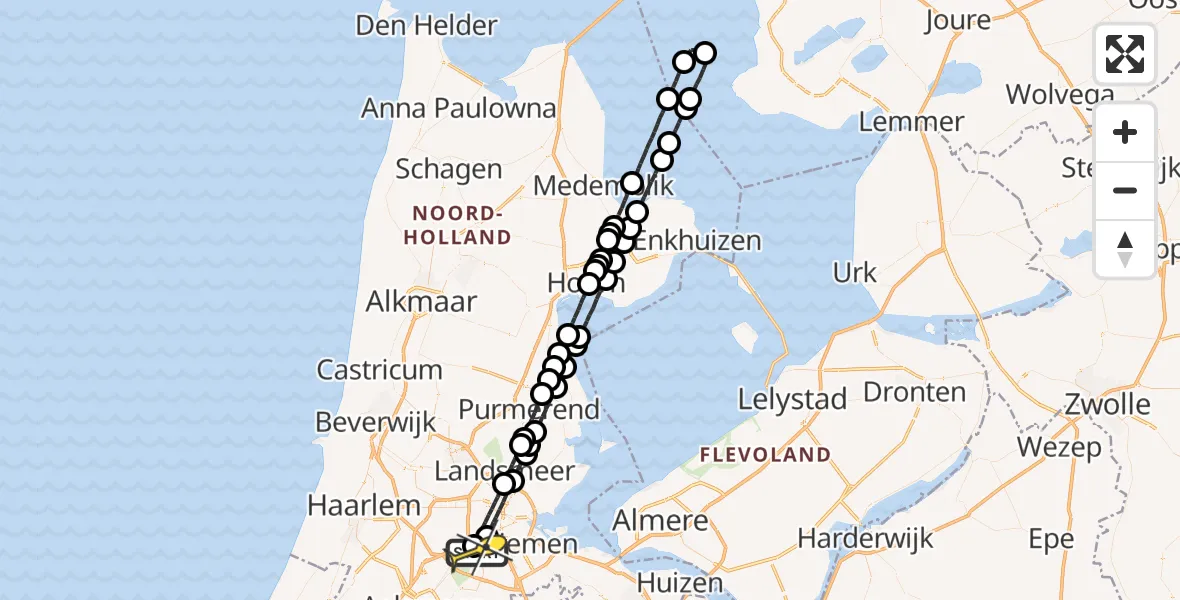 Routekaart van de vlucht: Lifeliner 1 naar VU Medisch Centrum Amsterdam