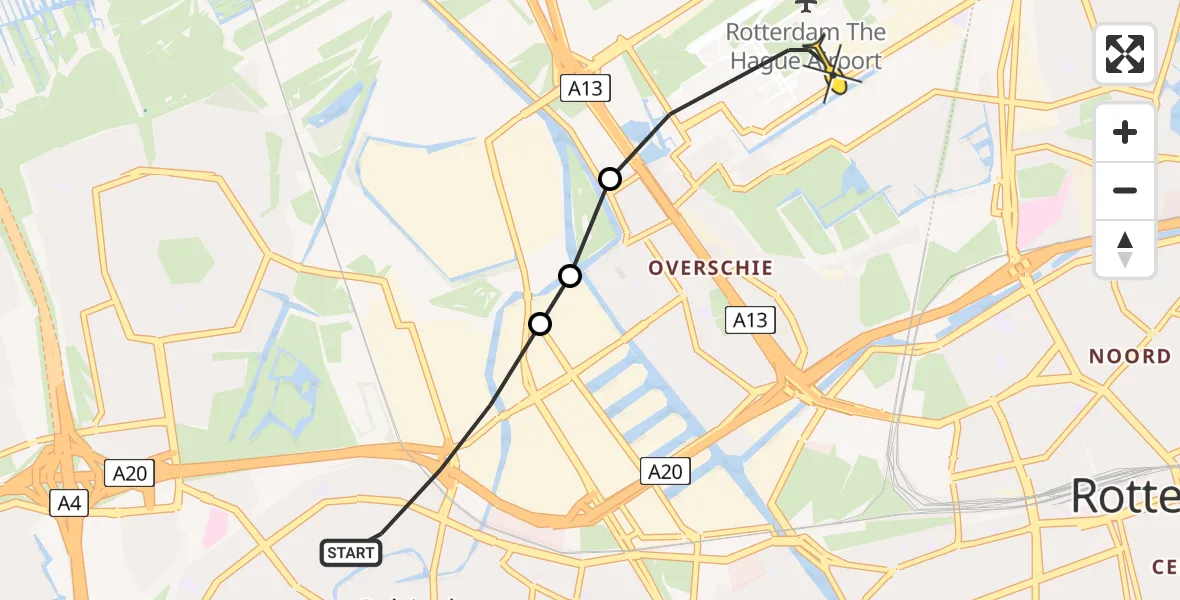 Routekaart van de vlucht: Lifeliner 2 naar Rotterdam The Hague Airport