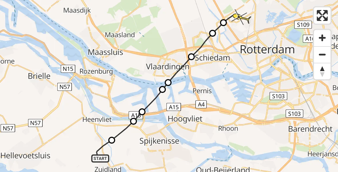 Routekaart van de vlucht: Lifeliner 2 naar Rotterdam The Hague Airport