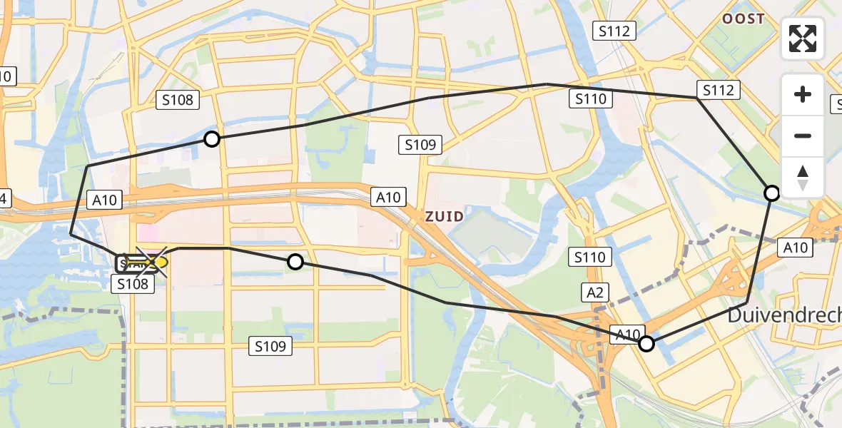 Routekaart van de vlucht: Lifeliner 1 naar VU Medisch Centrum Amsterdam