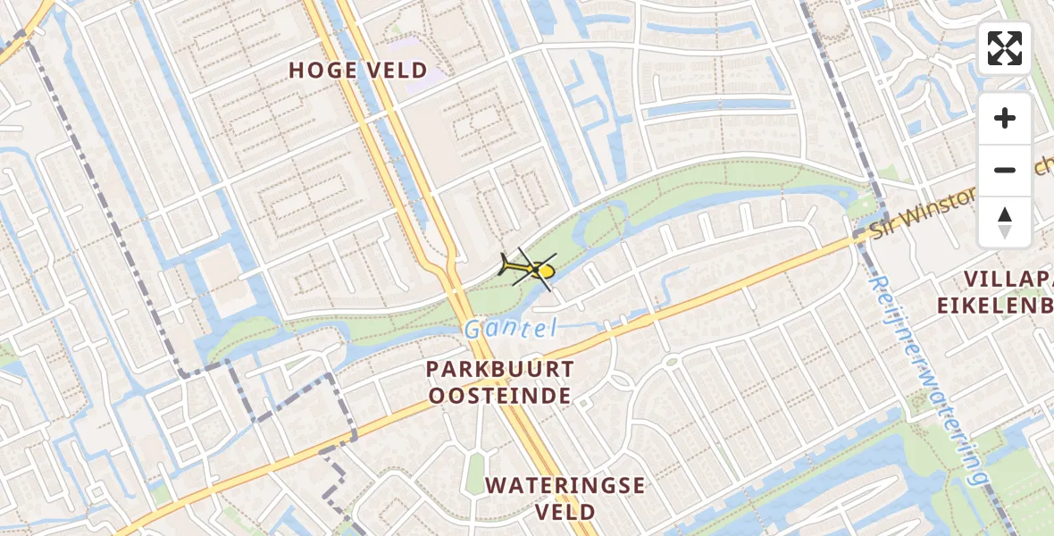 Routekaart van de vlucht: Lifeliner 1 naar Den Haag