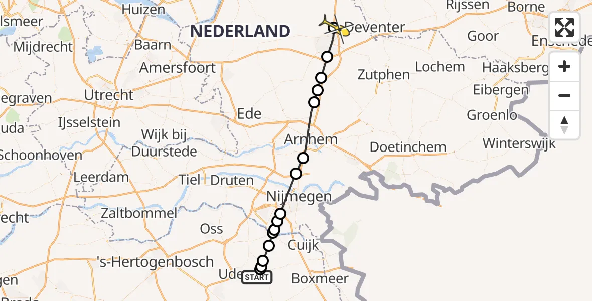 Routekaart van de vlucht: Lifeliner 3 naar Beemte Broekland