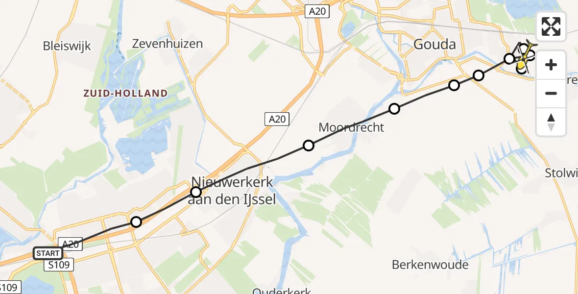 Routekaart van de vlucht: Lifeliner 2 naar Haastrecht