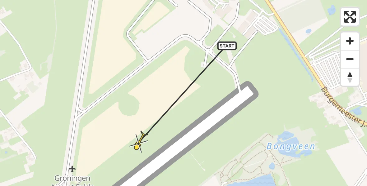 Routekaart van de vlucht: Traumahelikopter naar Groningen Airport Eelde