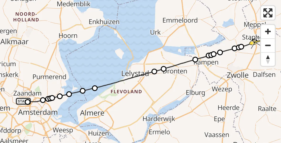 Routekaart van de vlucht: Lifeliner 1 naar Staphorst