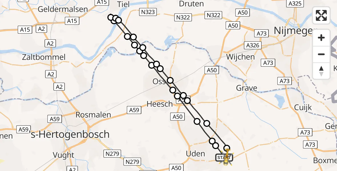 Vluchtroute Traumahelikopter Vliegbasis Volkel - Vliegbasis Volkel, 22 november 2022, 15:20