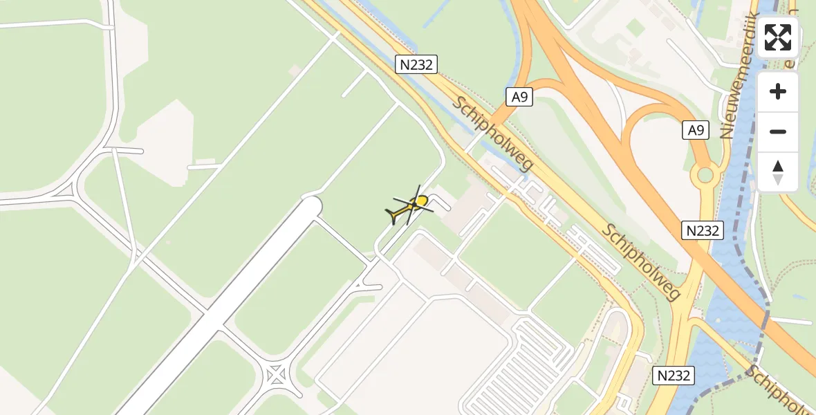 Vluchtroute Politiehelikopter van Schiphol naar Schiphol