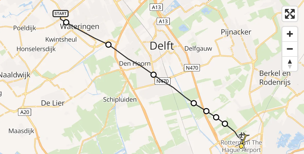 Routekaart van de vlucht: Lifeliner 2 naar Rotterdam The Hague Airport