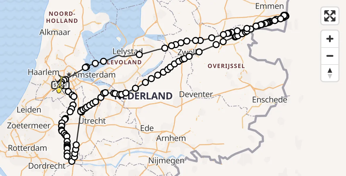 Vluchtroute Politiehelikopter van Schiphol naar Schiphol