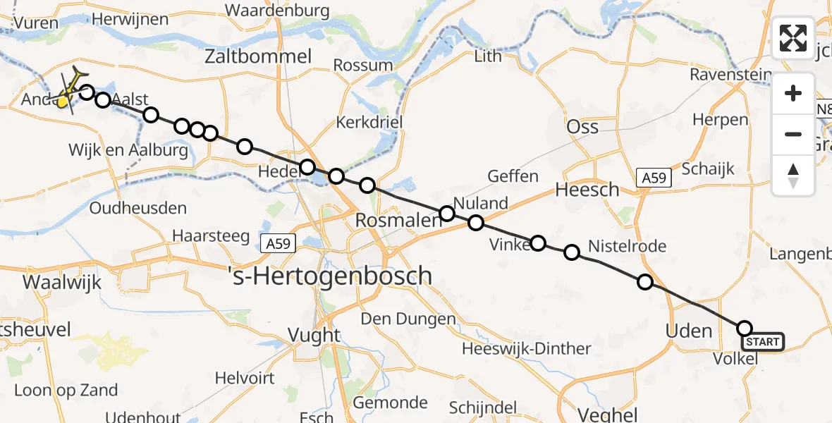 Routekaart van de vlucht: Lifeliner 3 naar Poederoijen