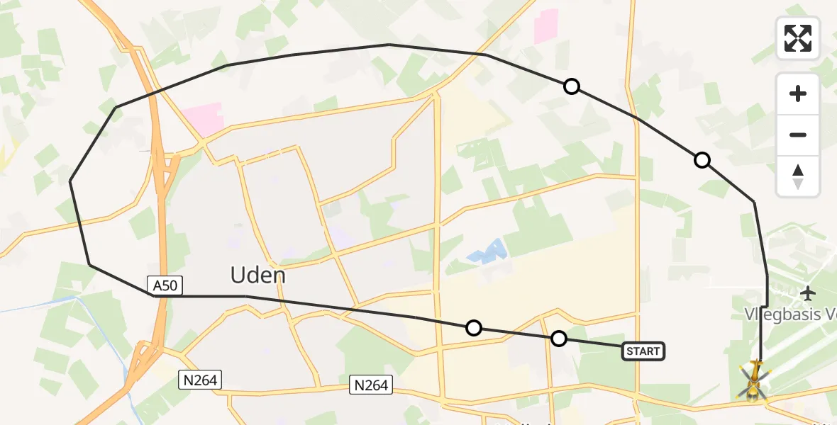 Vluchtroute Traumahelikopter Vliegbasis Volkel - Vliegbasis Volkel, 23 november 2022, 08:39