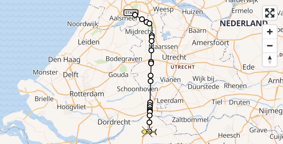 Routekaart van de vlucht: Politieheli naar Hank