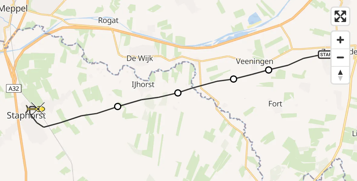 Routekaart van de vlucht: Lifeliner 4 naar Staphorst