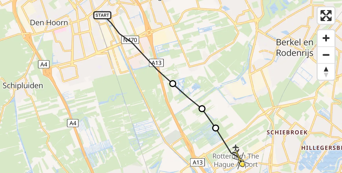 Routekaart van de vlucht: Lifeliner 2 naar Rotterdam The Hague Airport