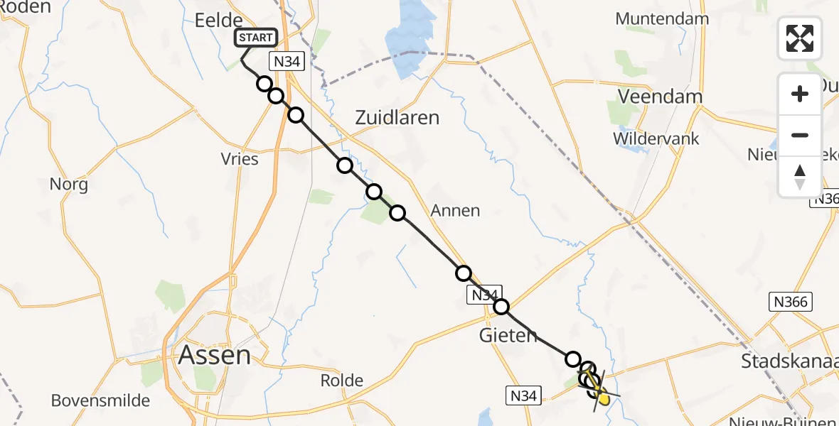 Routekaart van de vlucht: Lifeliner 4 naar Gasselte