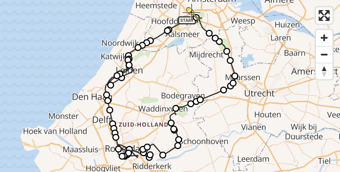 Routekaart van de vlucht: Politieheli naar Badhoevedorp