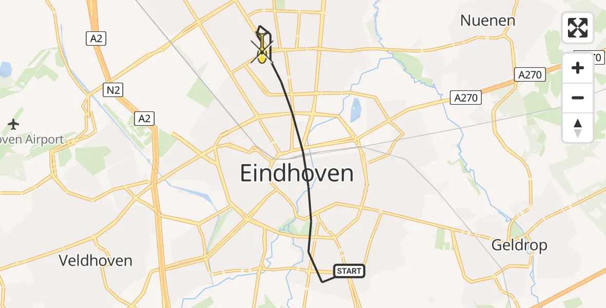 Routekaart van de vlucht: Lifeliner 3 naar Eindhoven