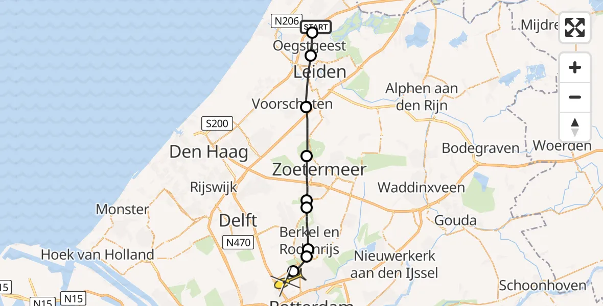 Routekaart van de vlucht: Lifeliner 2 naar Rotterdam The Hague Airport