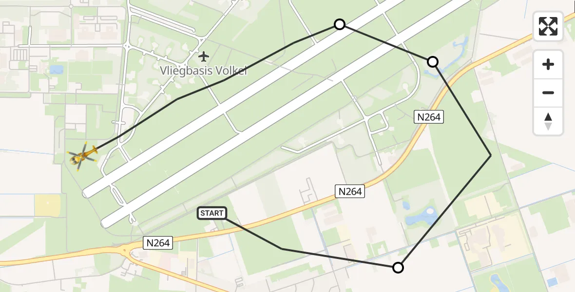 Vluchtroute Traumahelikopter Vliegbasis Volkel - Vliegbasis Volkel, 24 november 2022, 08:38