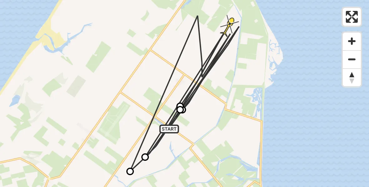 Routekaart van de vlucht: Politiehelikopter naar De Cocksdorp