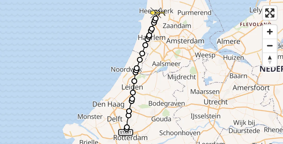 Routekaart van de vlucht: Lifeliner 2 naar Heemskerk