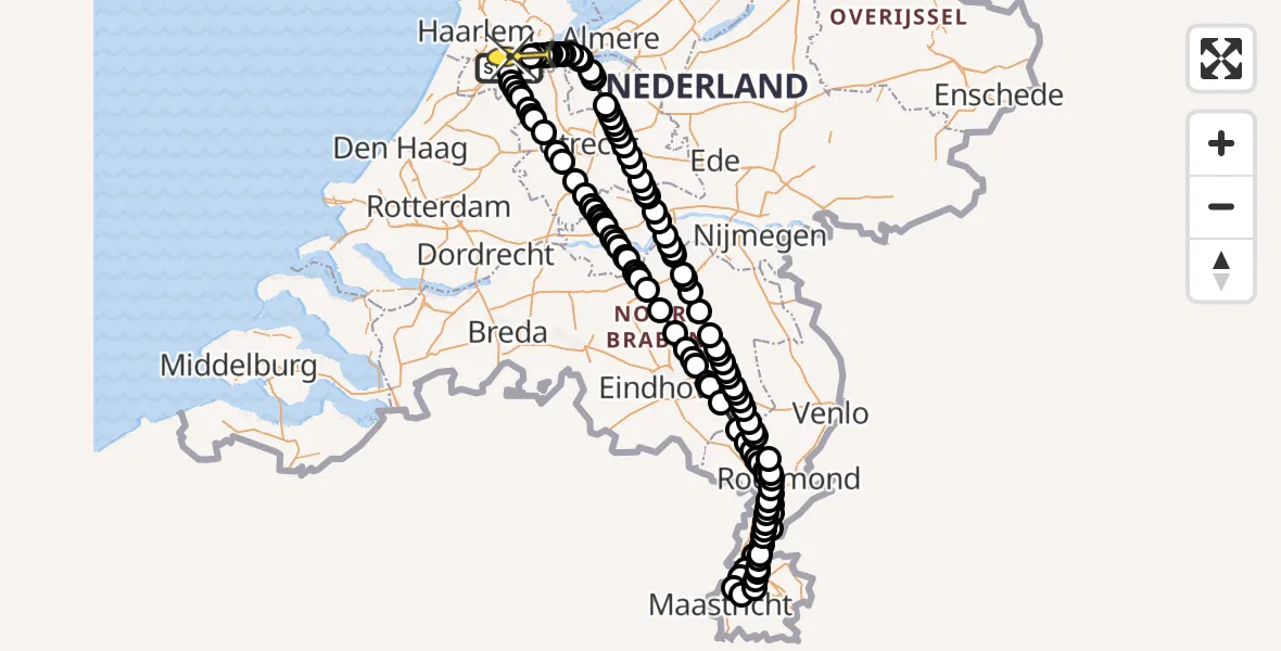 Vluchtroute Politiehelikopter van Schiphol naar Amstelveen