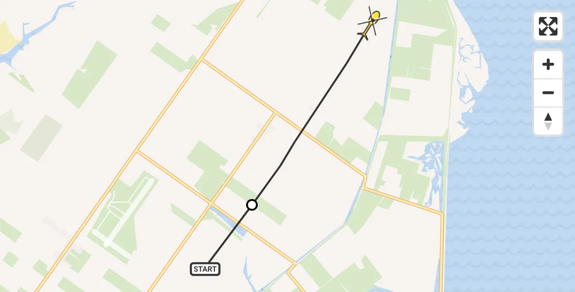 Routekaart van de vlucht: Politiehelikopter naar De Cocksdorp