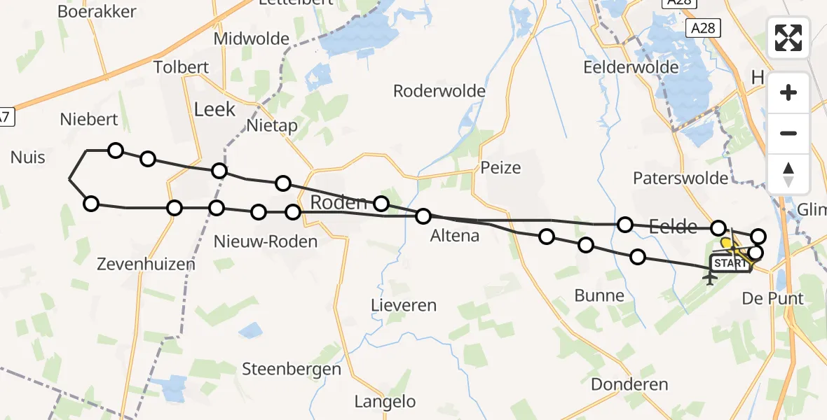 Routekaart van de vlucht: Lifeliner 4 naar Groningen Airport Eelde