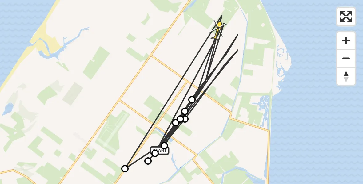 Routekaart van de vlucht: Politieheli naar De Cocksdorp