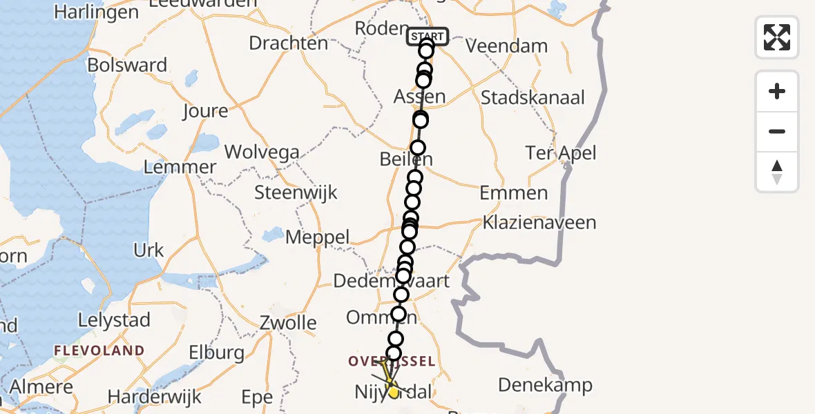 Routekaart van de vlucht: Lifeliner 4 naar Hellendoorn