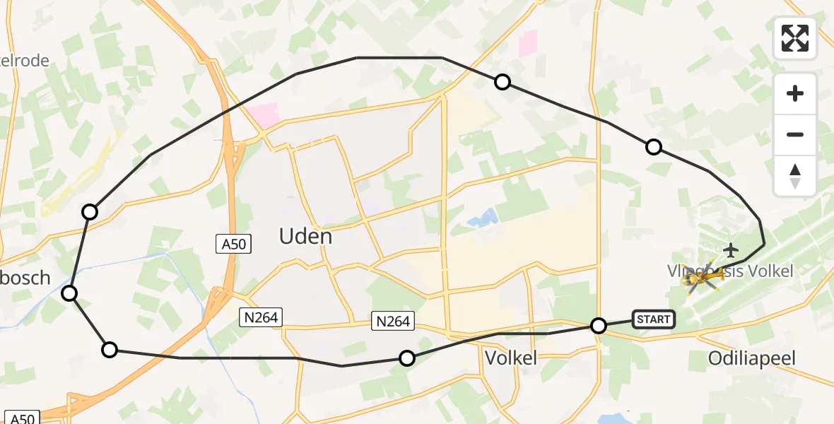 Vluchtroute Traumahelikopter Vliegbasis Volkel - Vliegbasis Volkel, 24 november 2022, 18:21