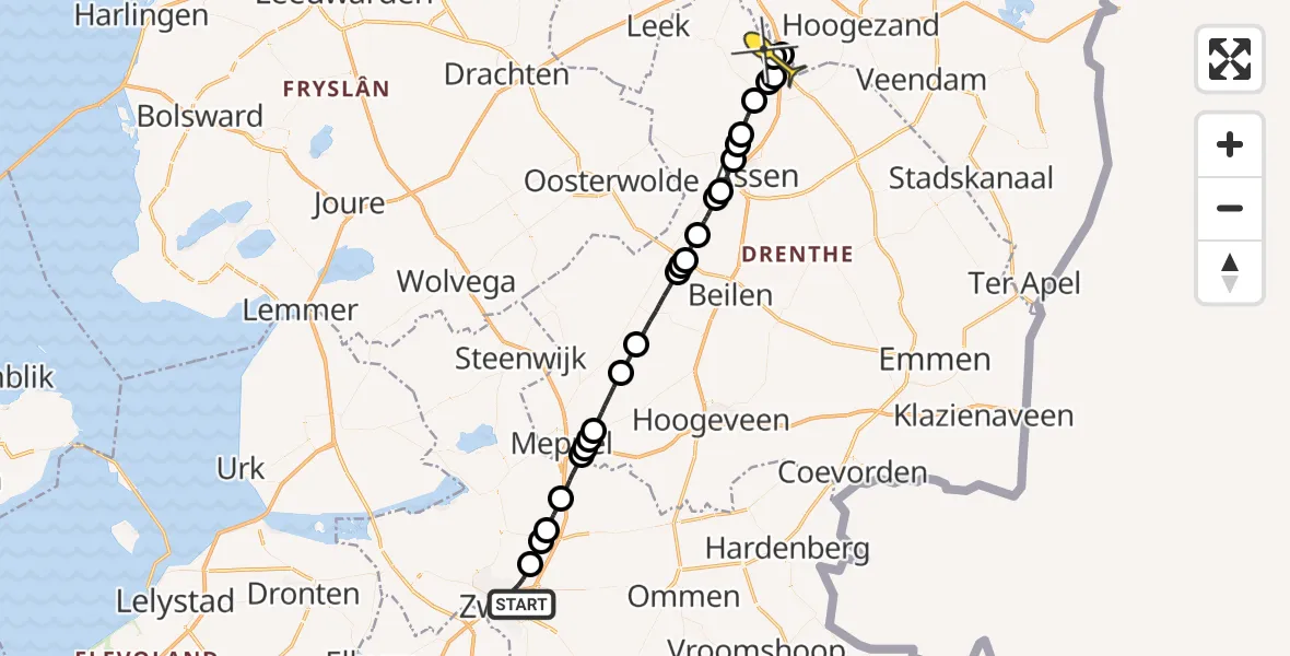 Routekaart van de vlucht: Lifeliner 4 naar Groningen Airport Eelde