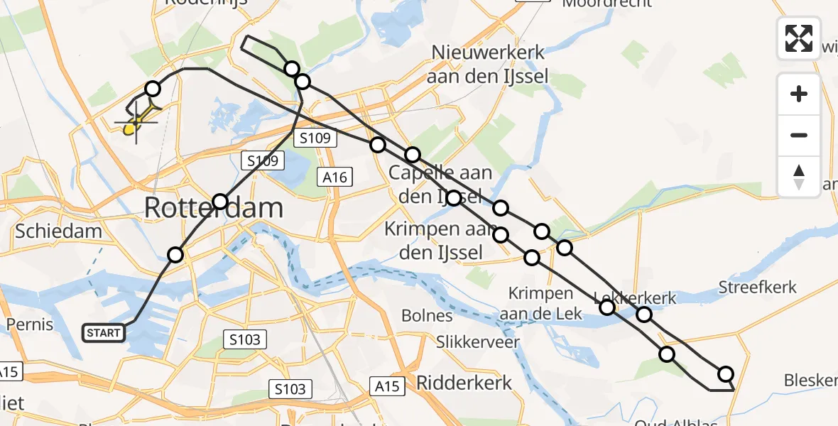 Routekaart van de vlucht: Lifeliner 2 naar Rotterdam The Hague Airport