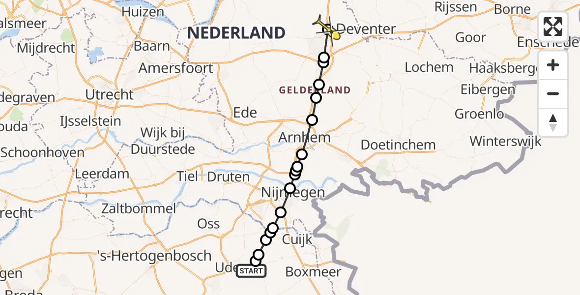 Routekaart van de vlucht: Lifeliner 3 naar Beemte Broekland