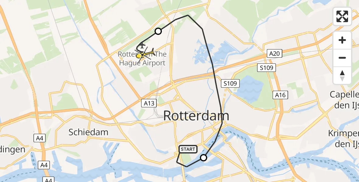 Routekaart van de vlucht: Lifeliner 2 naar Rotterdam The Hague Airport