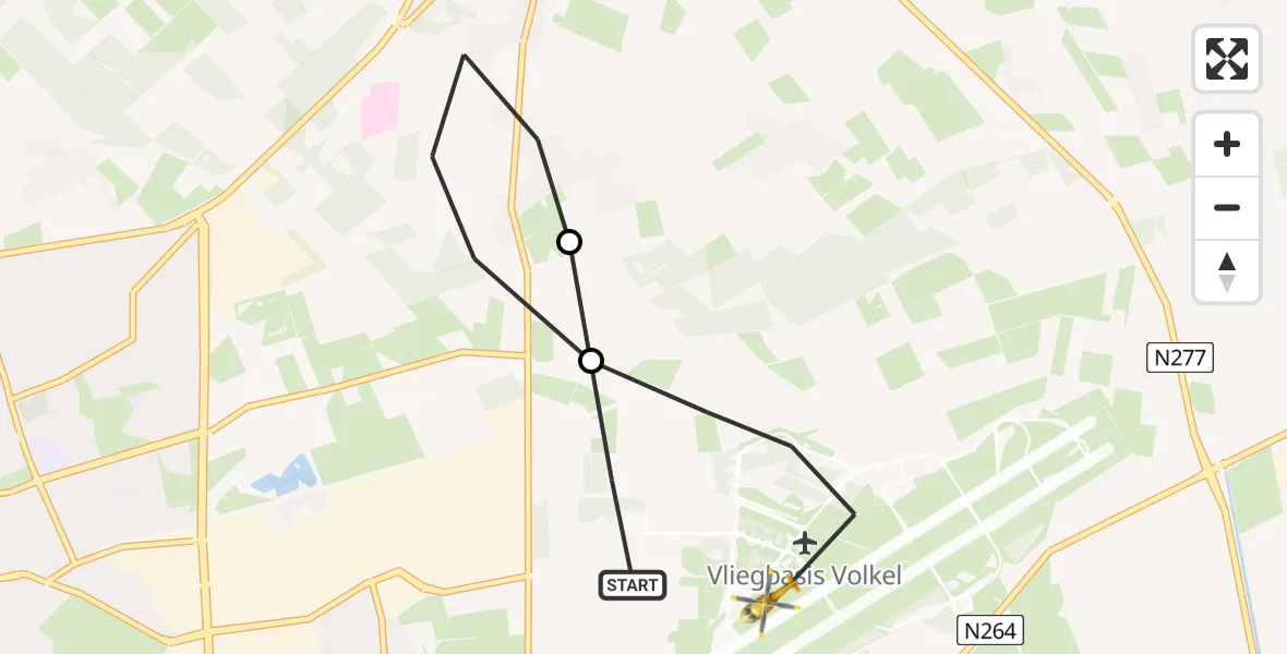 Vluchtroute Traumahelikopter Vliegbasis Volkel - Vliegbasis Volkel, 25 november 2022, 07:08