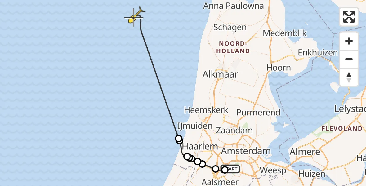 Routekaart van de vlucht: Politieheli naar 