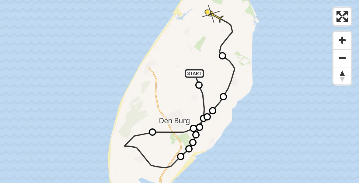 Routekaart van de vlucht: Politiehelikopter naar De Cocksdorp