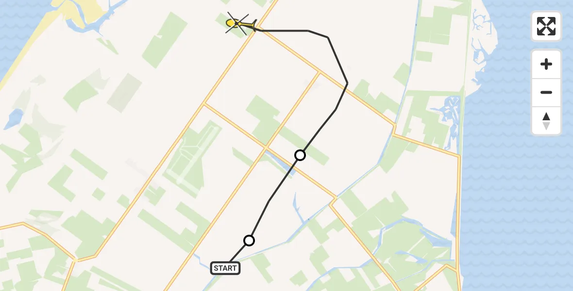 Routekaart van de vlucht: Politiehelikopter naar De Cocksdorp
