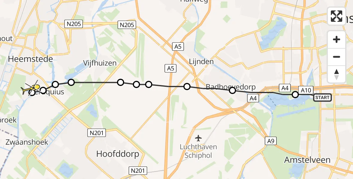 Routekaart van de vlucht: Lifeliner 1 naar Heemstede