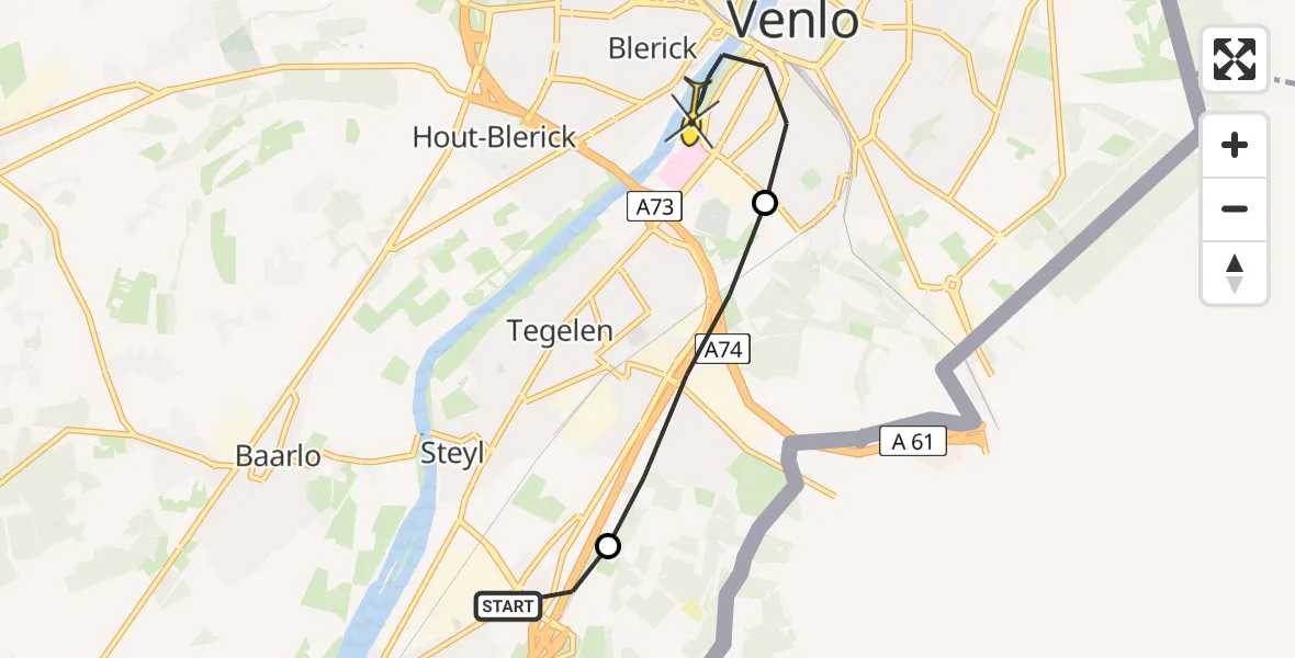 Routekaart van de vlucht: Lifeliner 3 naar Venlo