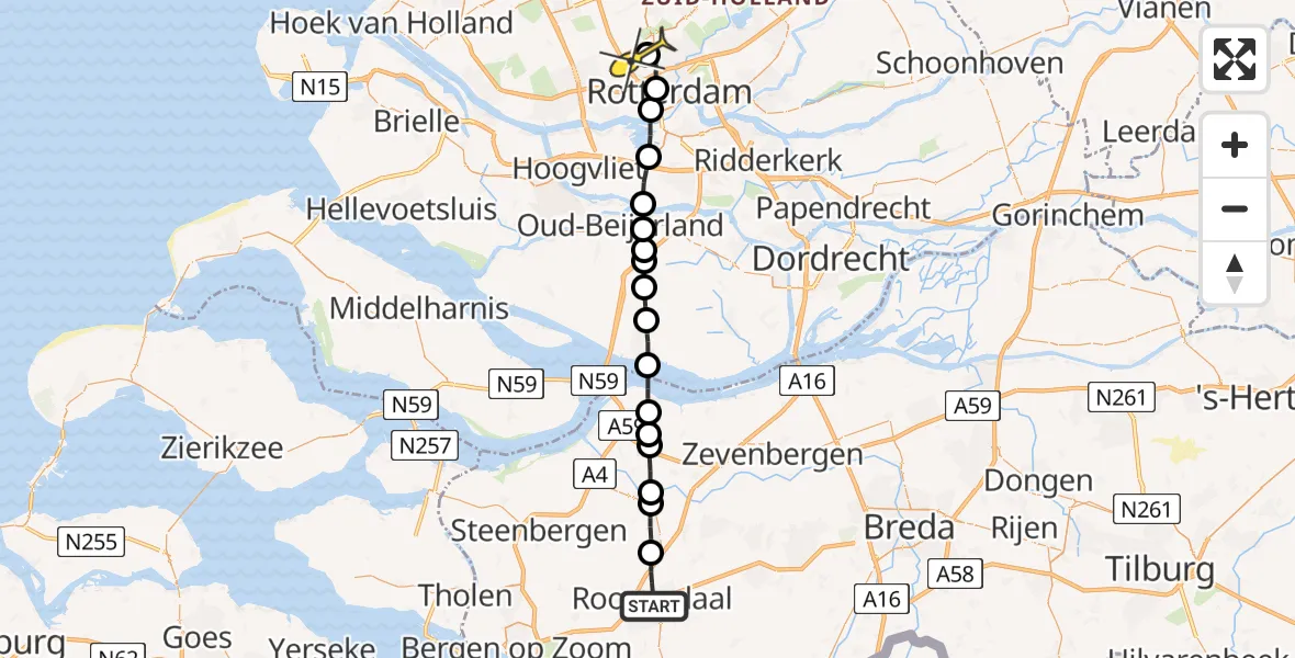 Routekaart van de vlucht: Lifeliner 2 naar Rotterdam The Hague Airport