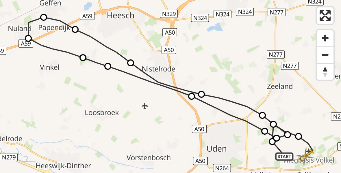 Vluchtroute Traumahelikopter Vliegbasis Volkel - Vliegbasis Volkel, 25 november 2022, 15:40
