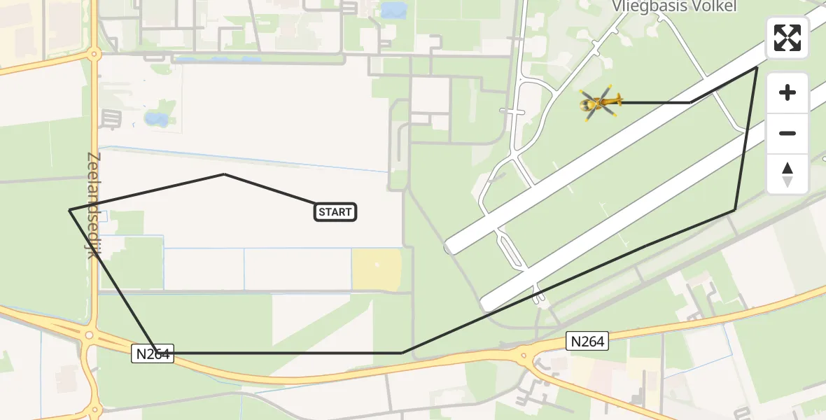 Vluchtroute Traumahelikopter Vliegbasis Volkel - Vliegbasis Volkel, 25 november 2022, 16:23